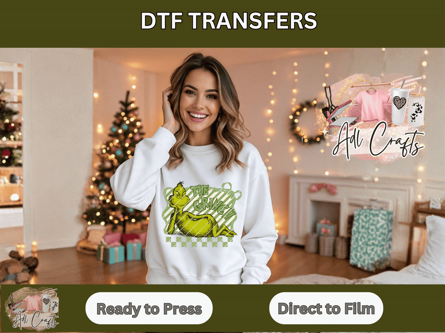 The Grinch Christmas DTF Transfer