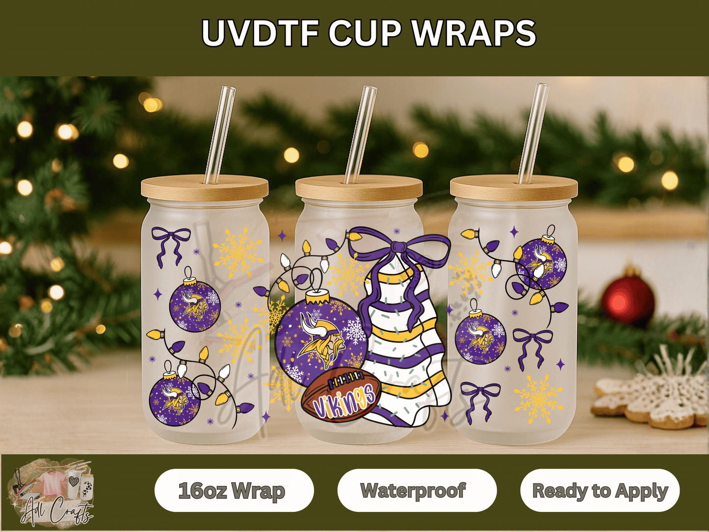 UVDTF WRAPS Christmas NFL Vikings