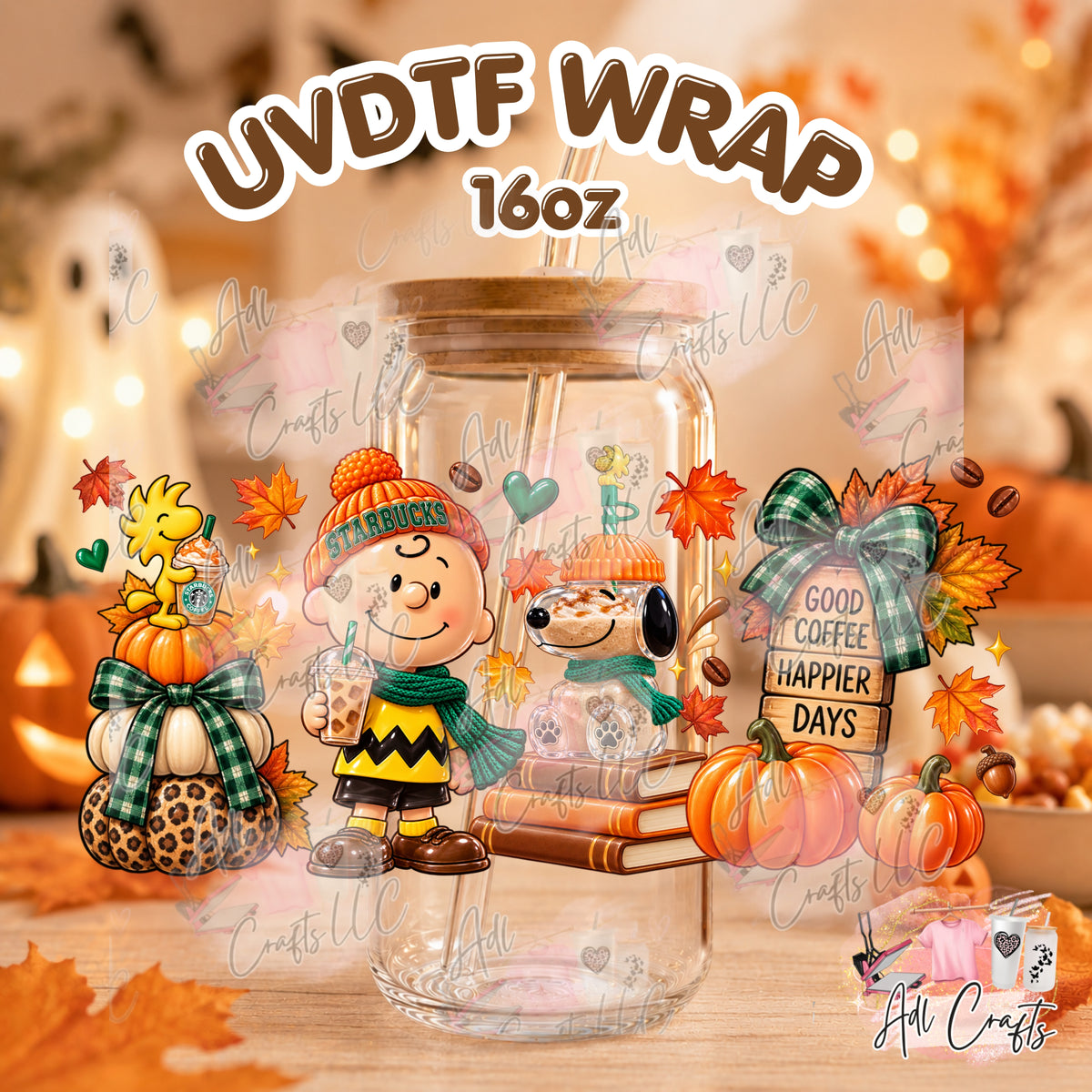 Trendy coffee dog Uvdtf Fall/Thanksgiving cup wrap
