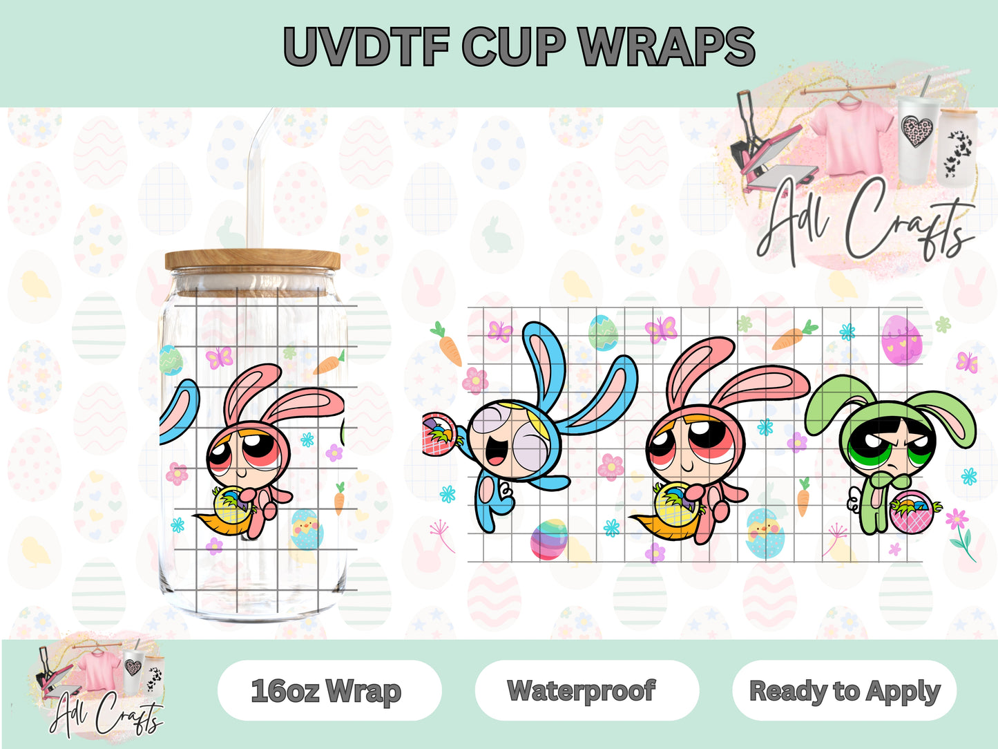 Puff Girls Easter UVDTF Cup Wrap