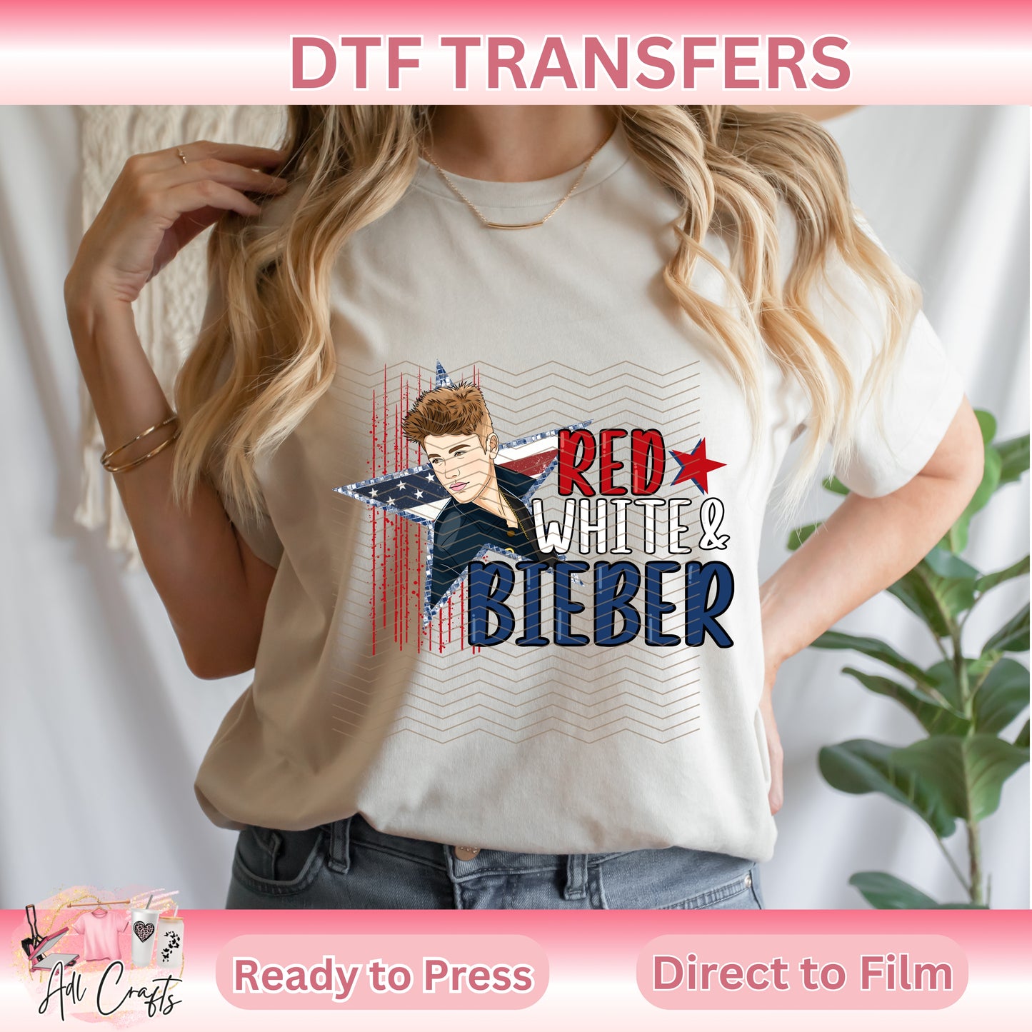 Red White Bieber DTF Transfer