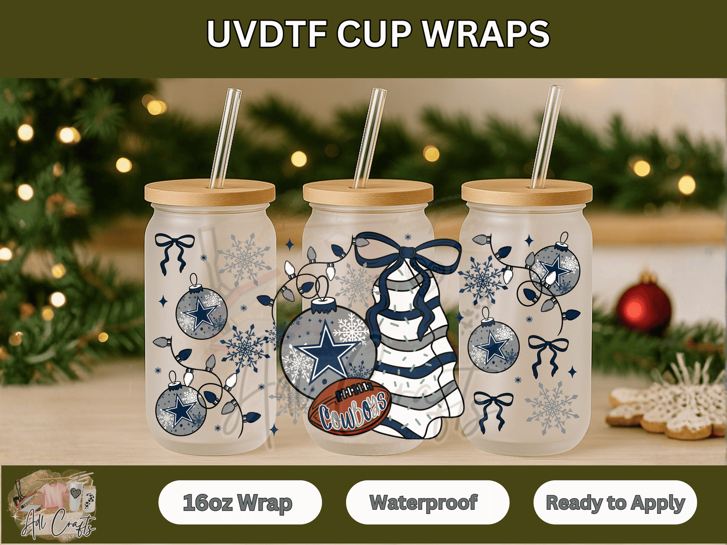 UVDTF WRAPS Christmas NFL Cowboys
