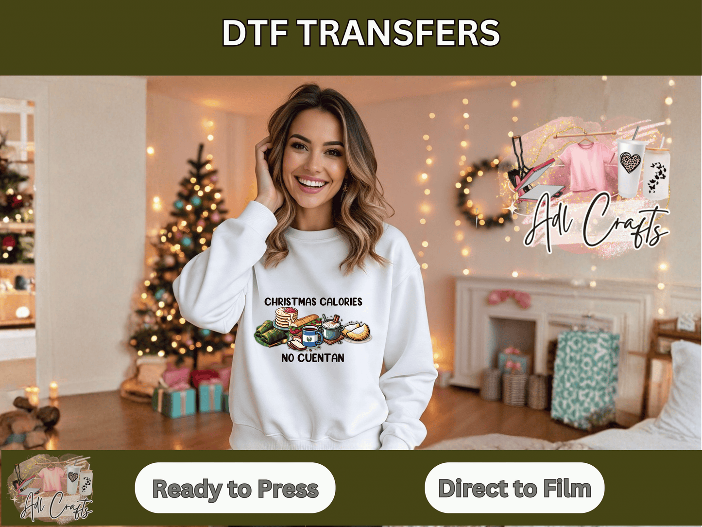 Las Calorias no cuentan El Salvador Christmas DTF Transfer