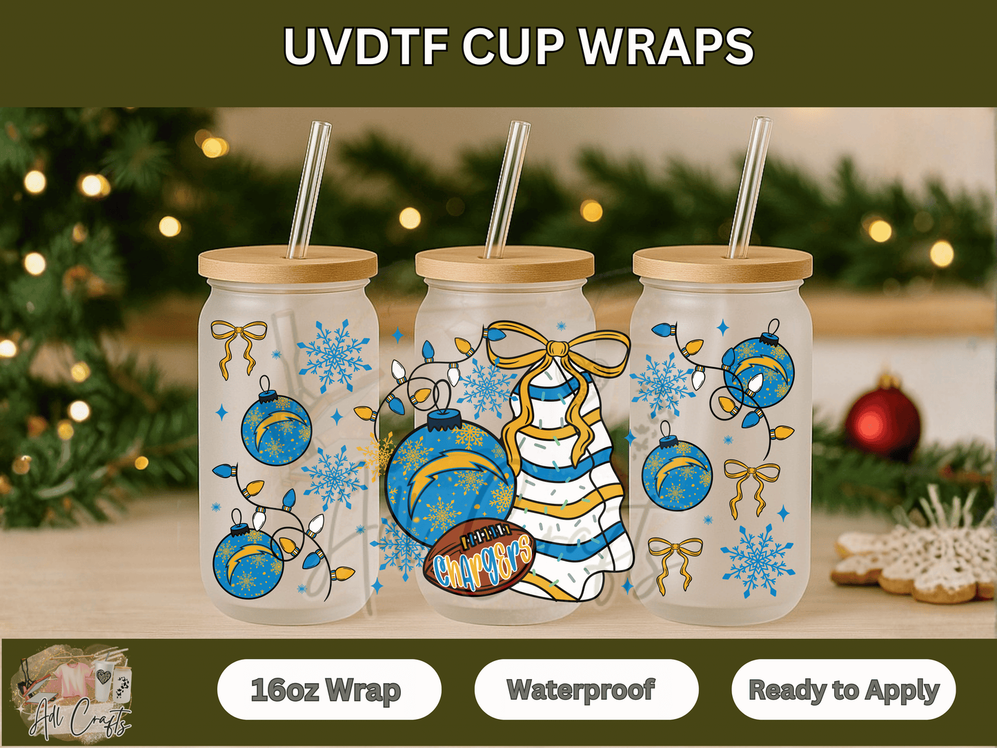 UVDTF WRAPS Christmas NFL Chargers