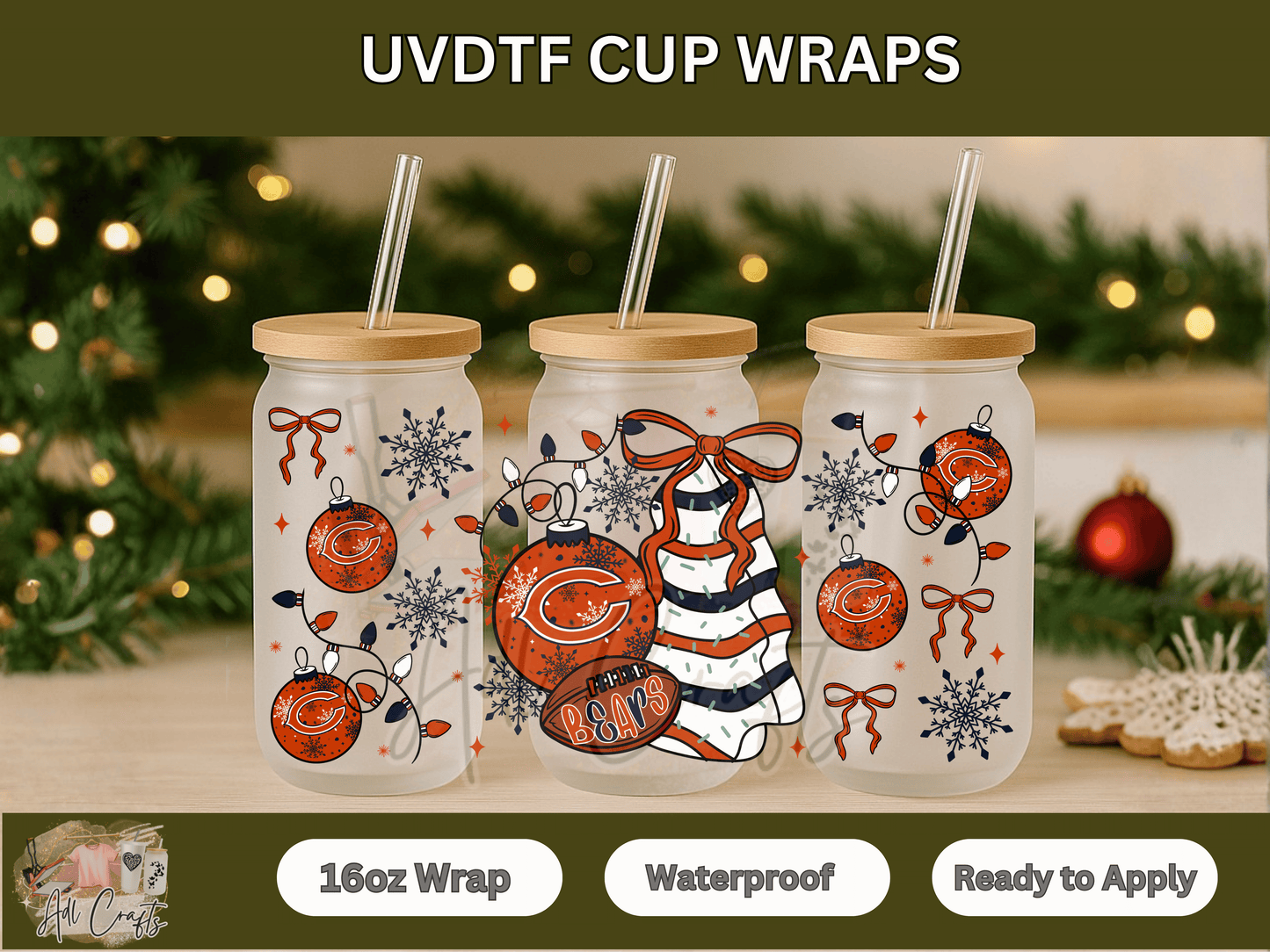 UVDTF WRAPS Christmas NFL Bears