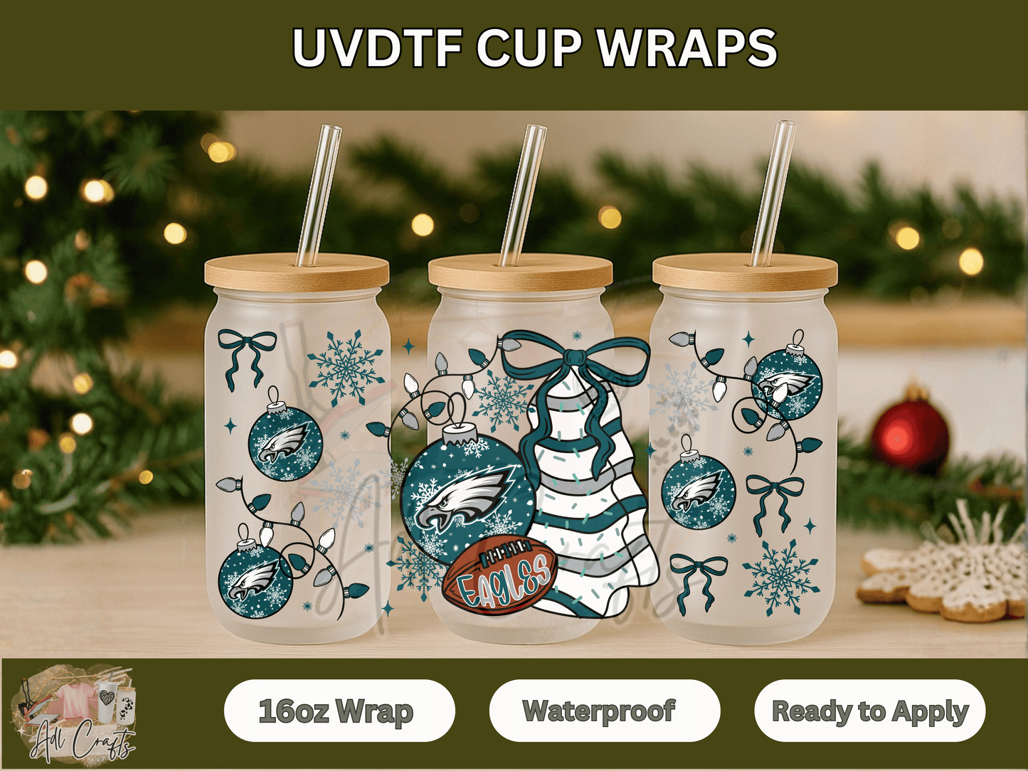 UVDTF WRAPS Christmas NFL Eagles