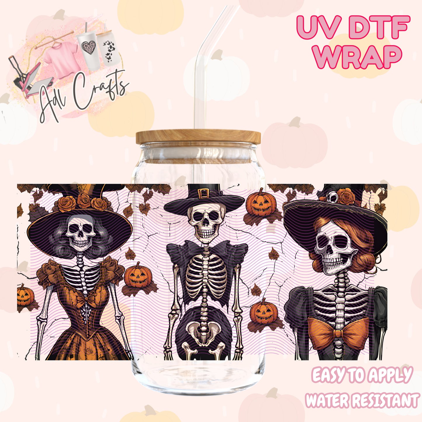 Cute Skelton Fall/Thanksgiving Cup wrap