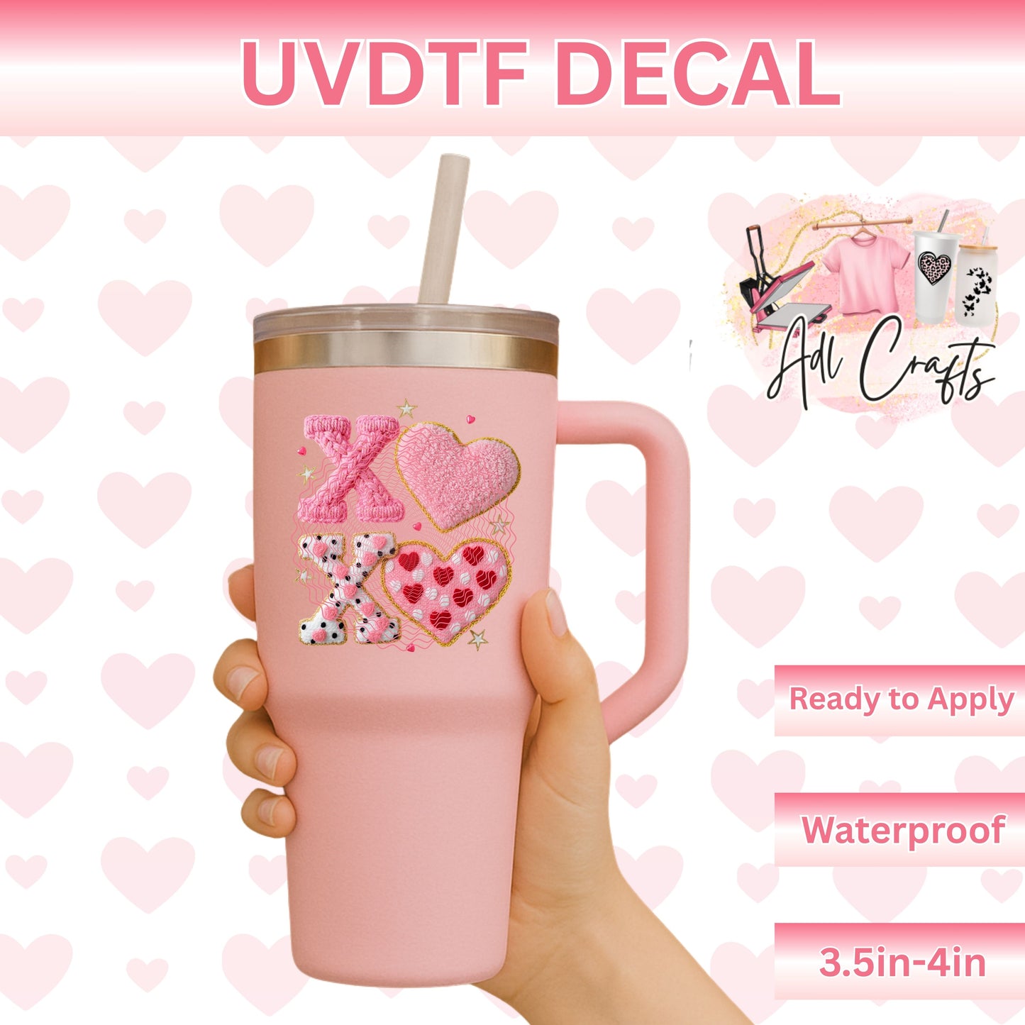 Xoxo yarn valentines Uv Dtf Decal