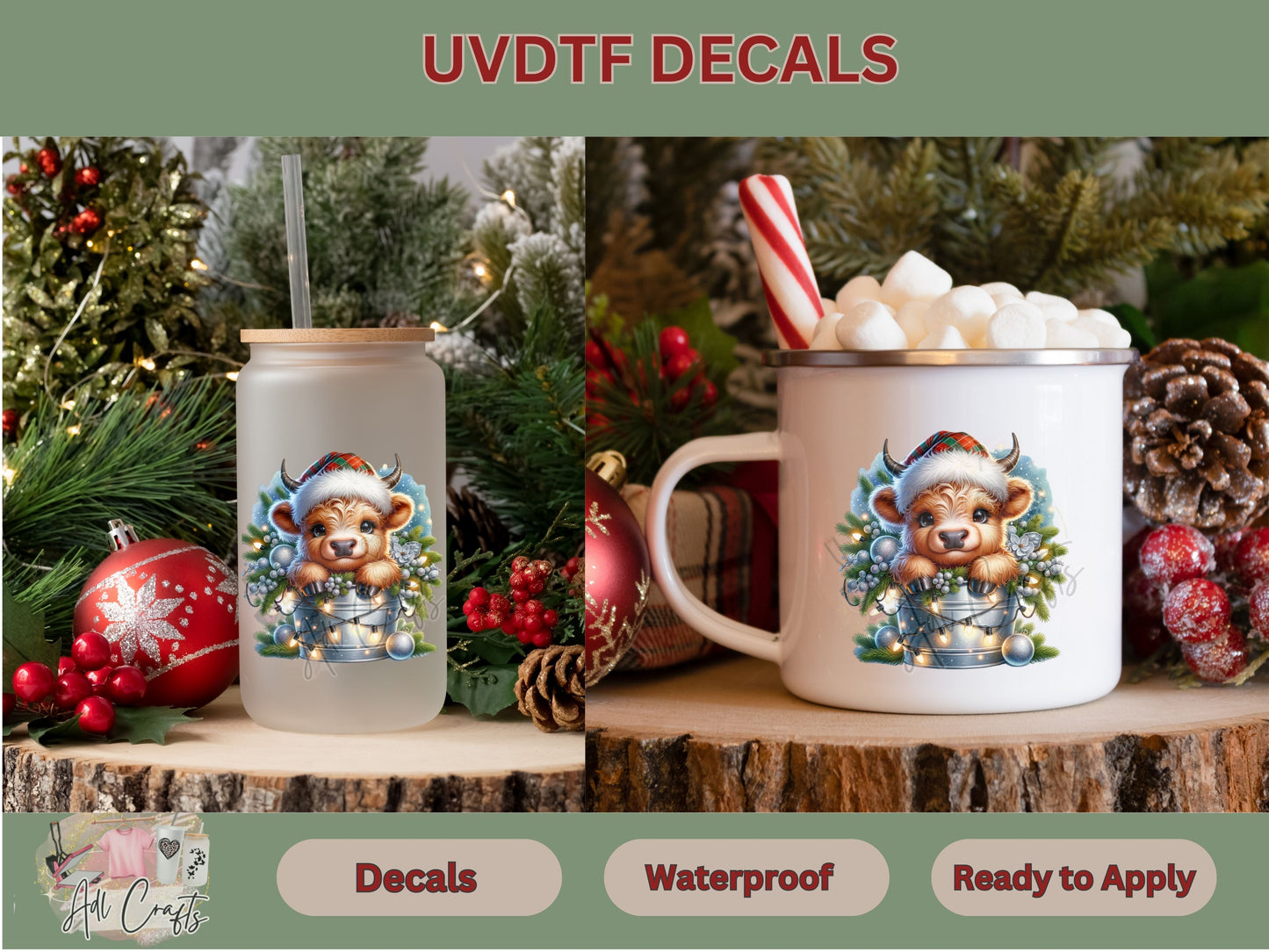 Silver Highland Uv Dtf Decal Christmas