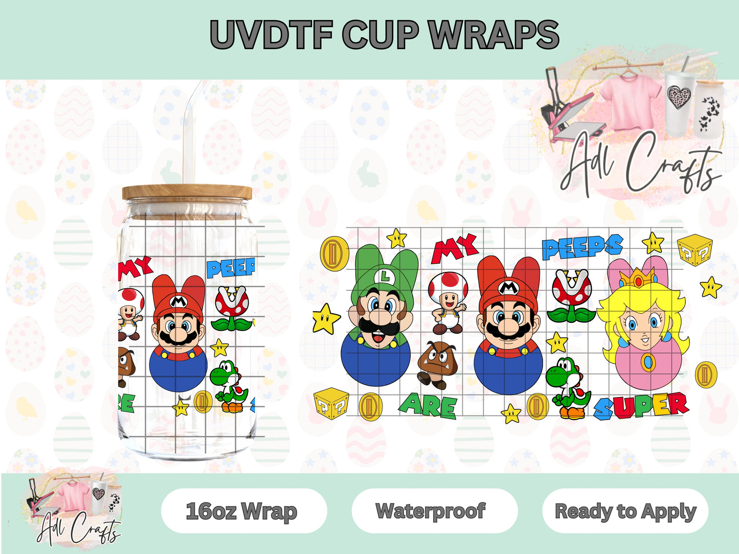 Mario Friends Easter UVDTF Cup Wrap