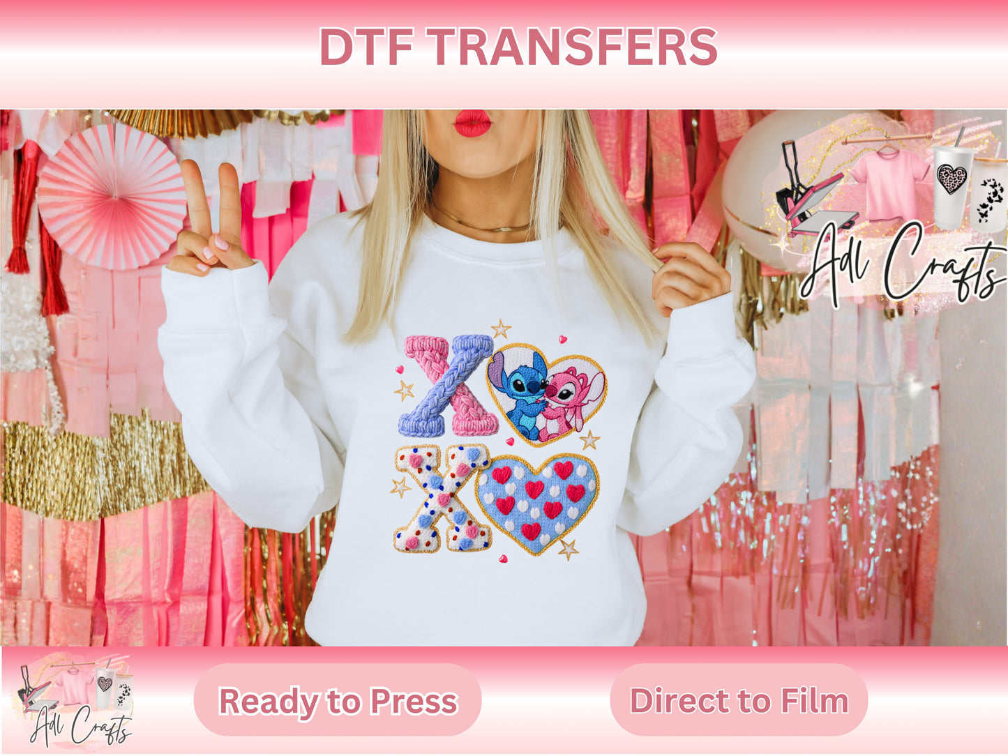 Xoxo blue alien valentines DTF Transfer