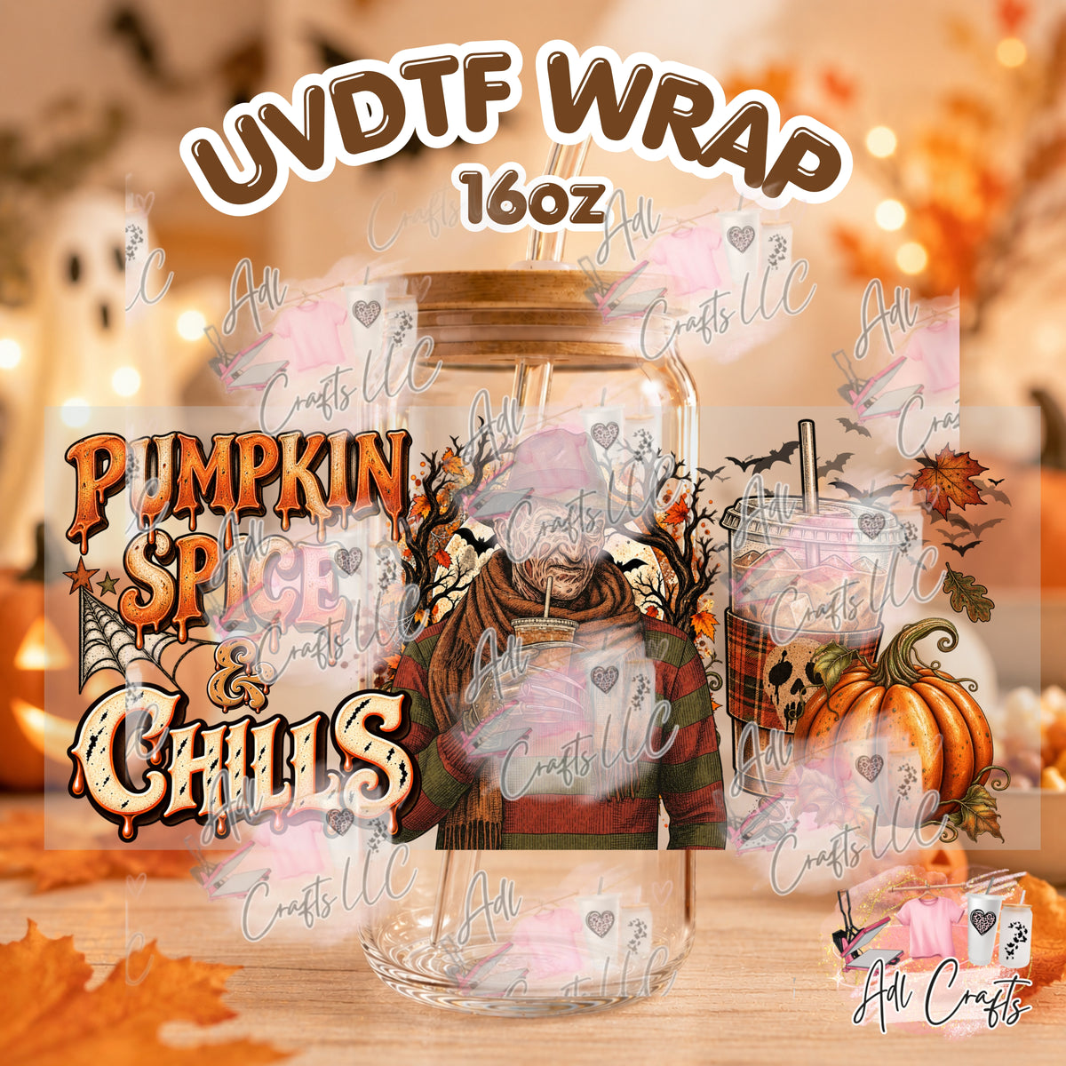 Pumkin spice chills Freddy Uvdtf Fall/Thanksgiving cup wrap
