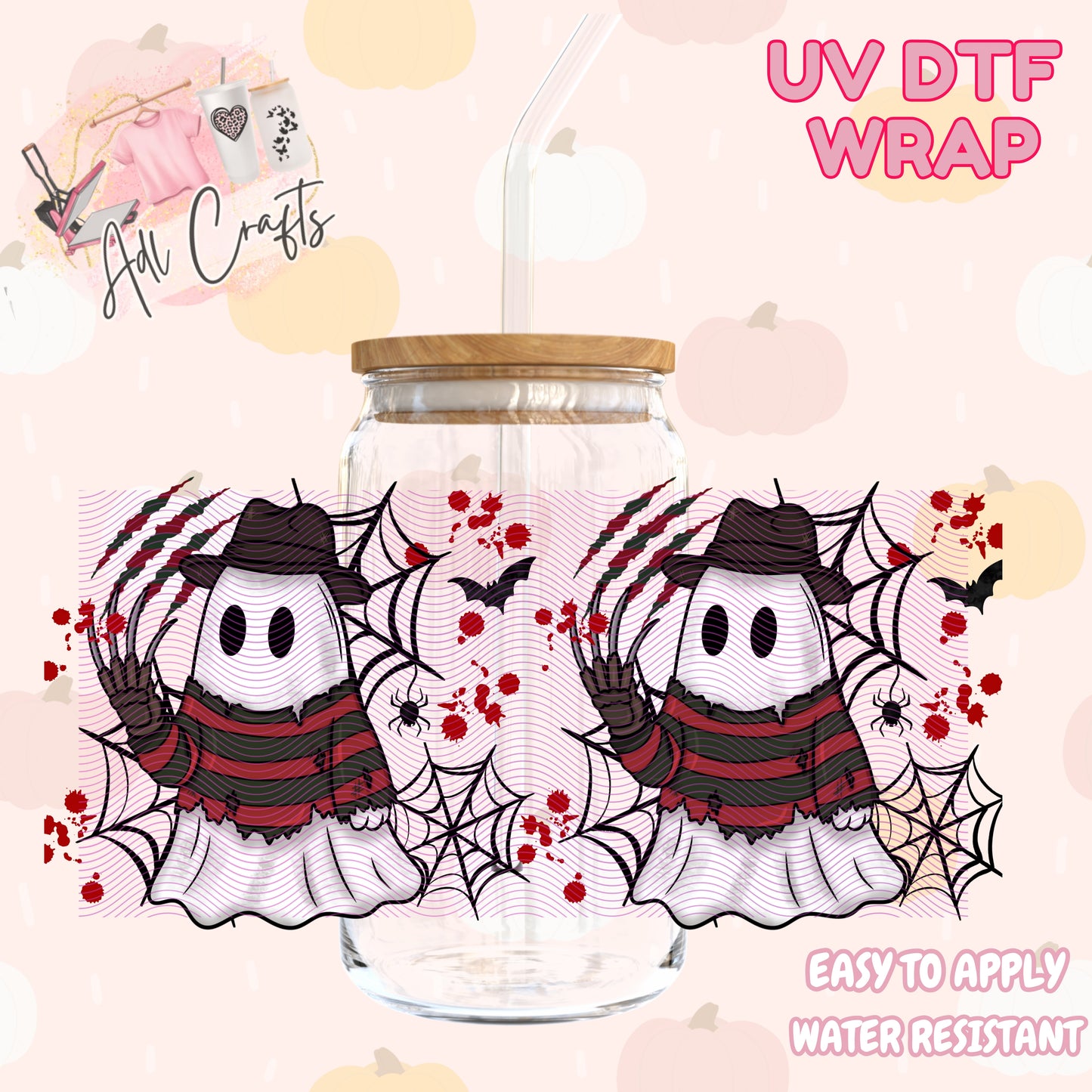 Two finger long killer ghost Halloween Cup wrap