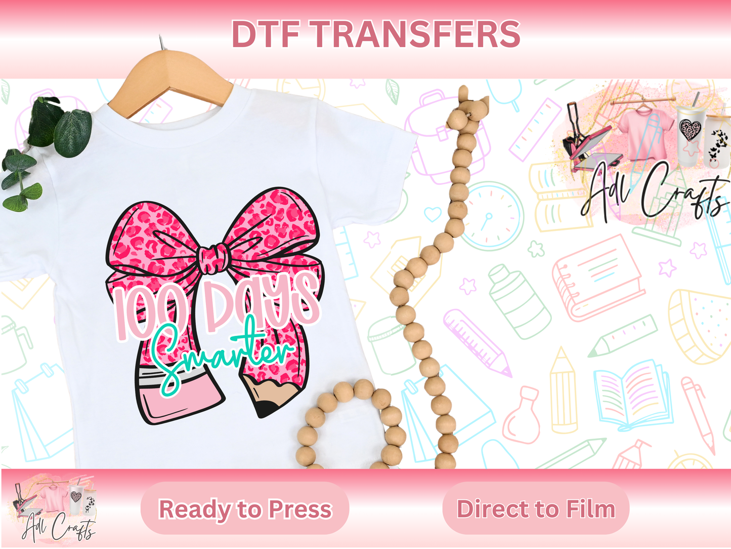 Cheetah Pink Bow 100 Smarter DTF Transfer