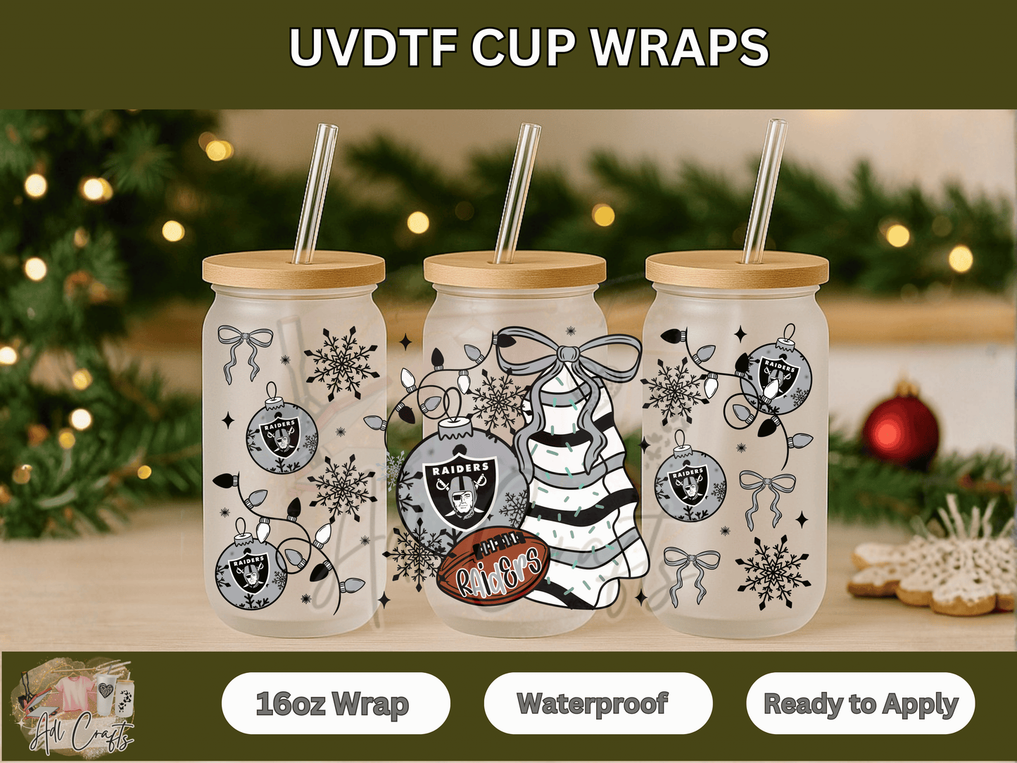 UVDTF WRAPS Christmas NFL Raiders