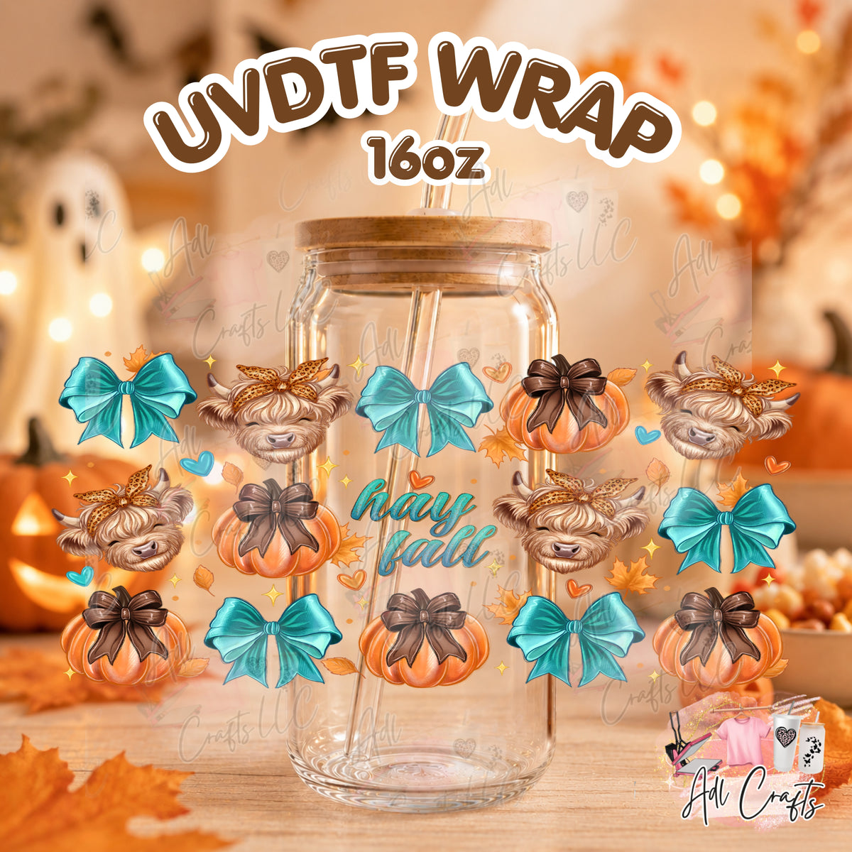 Hey fall pumkin cow Uvdtf Fall/Thanksgiving cup wrap