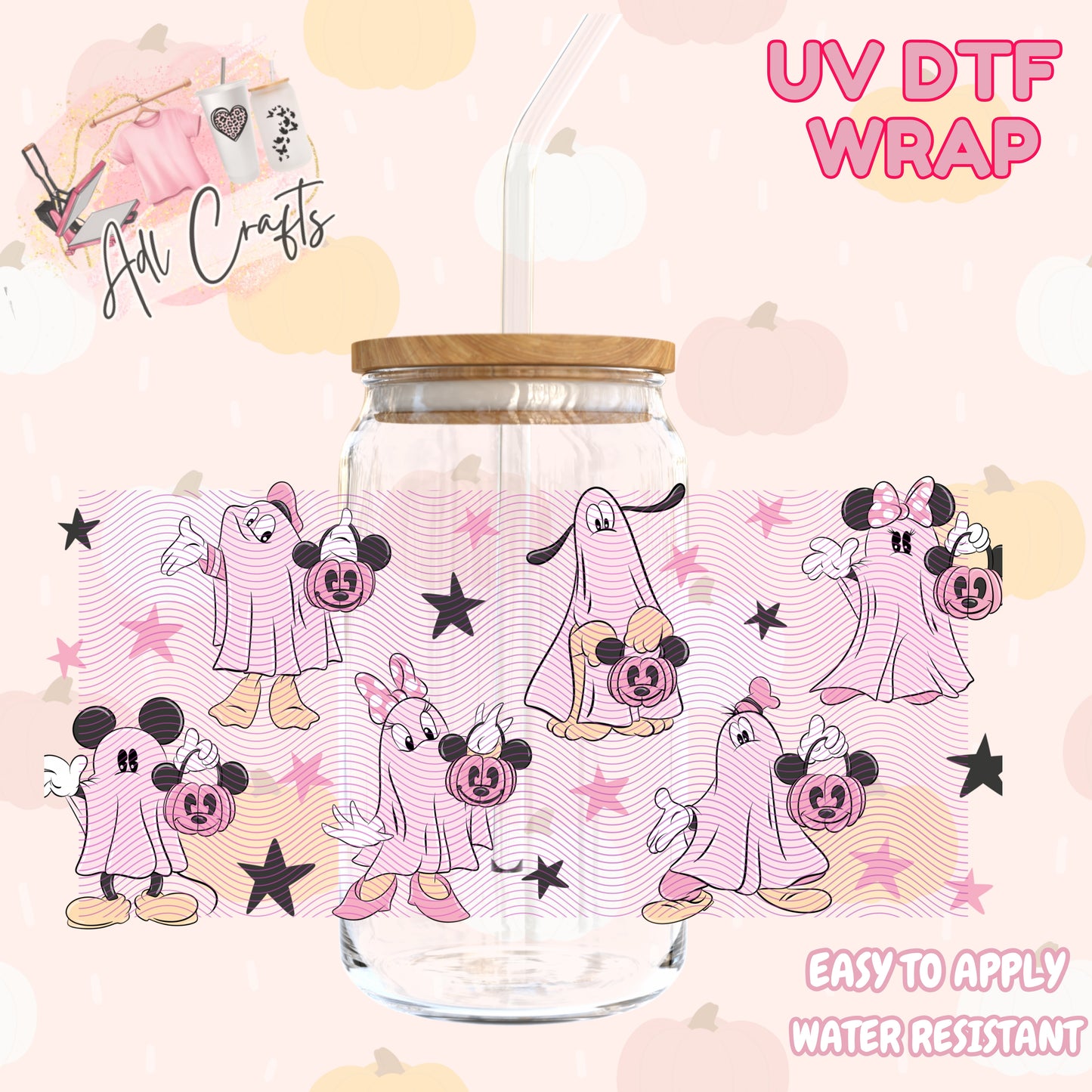 Pink ghost mouse Halloween Cup wrap