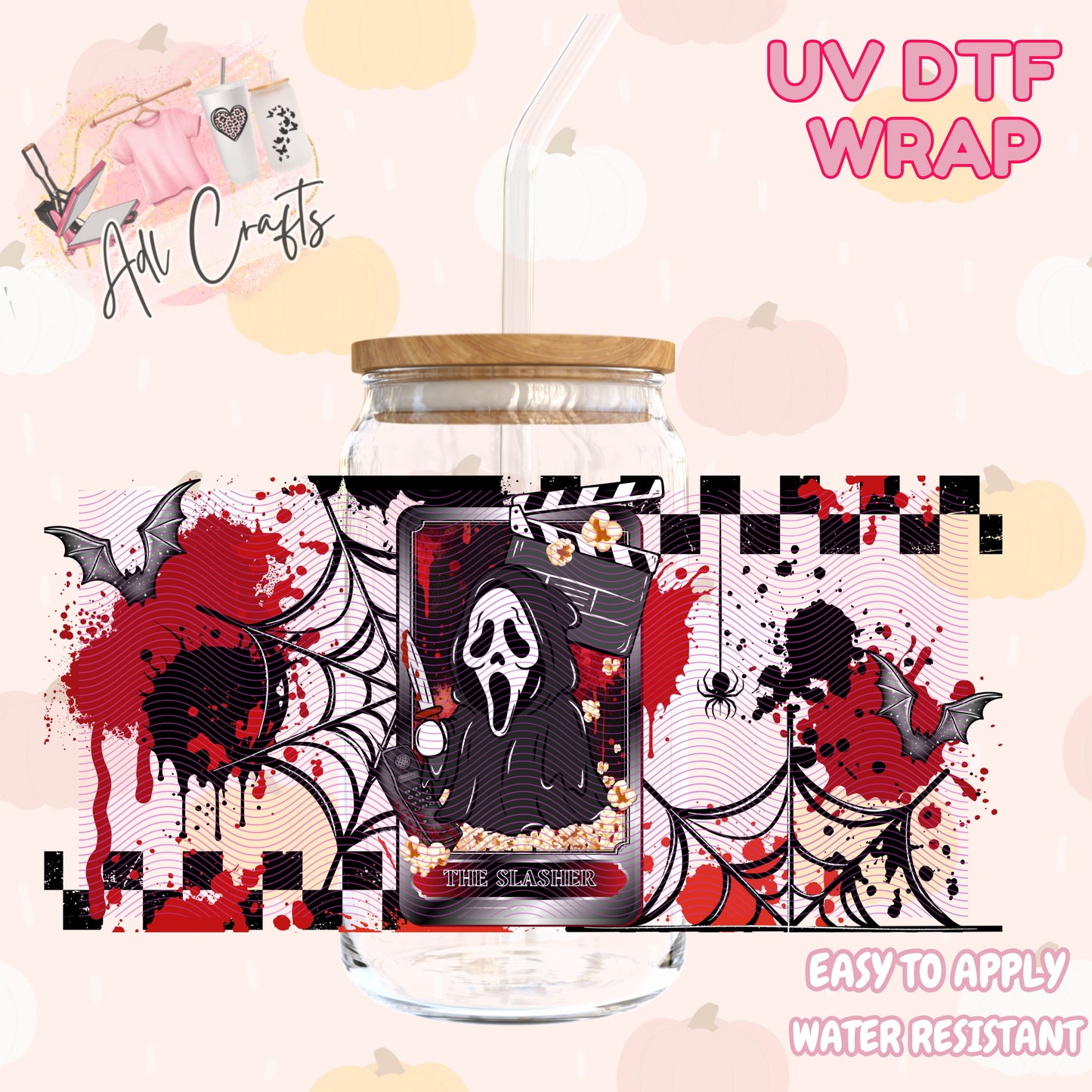 Cute stalker killer ghost Halloween Cup wrap