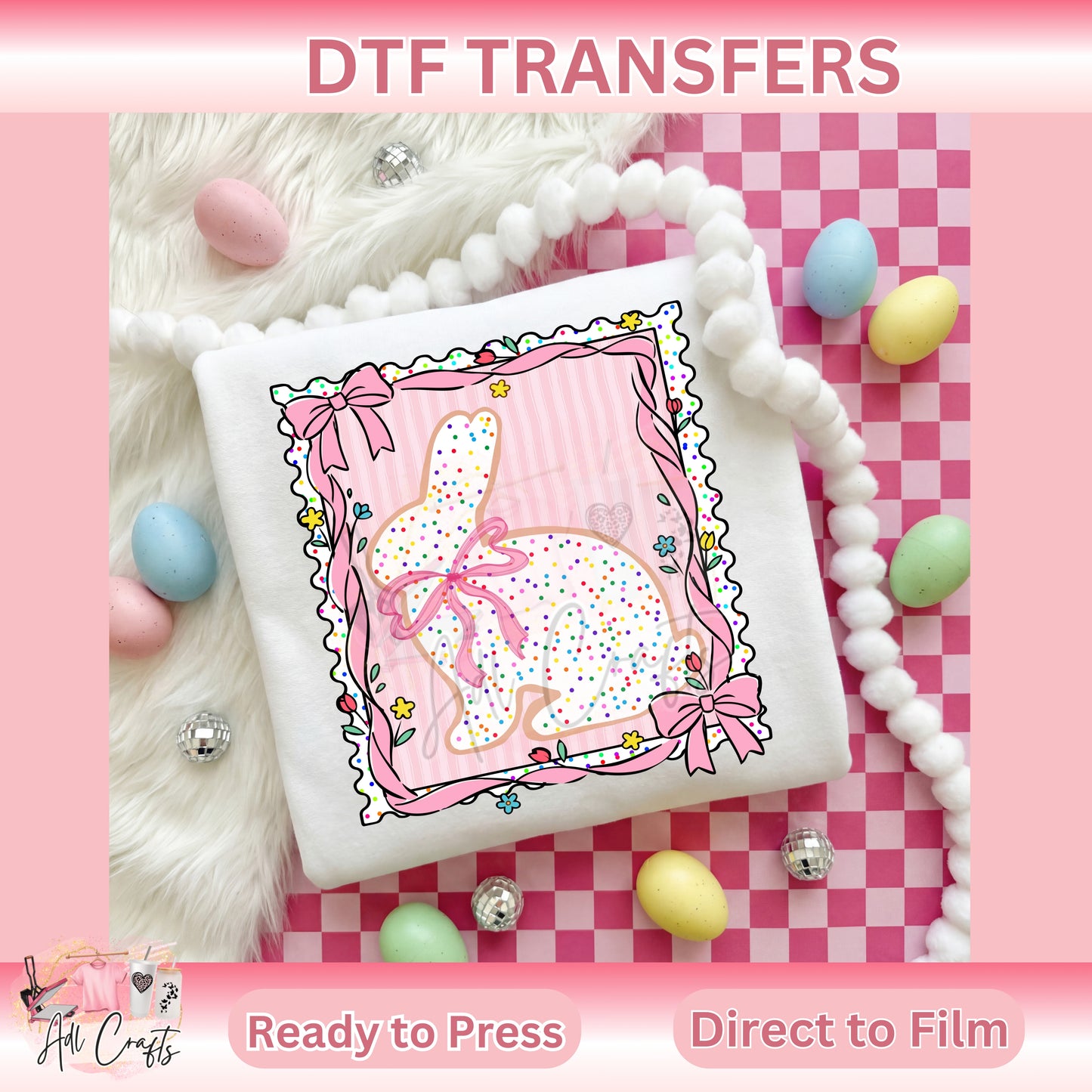 Coquette bunny Easter DTF Transfer