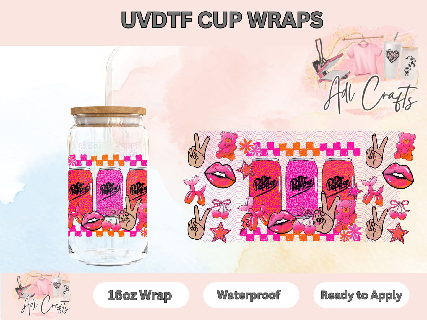Pepper Pink Drinks UVDTF WRAPS
