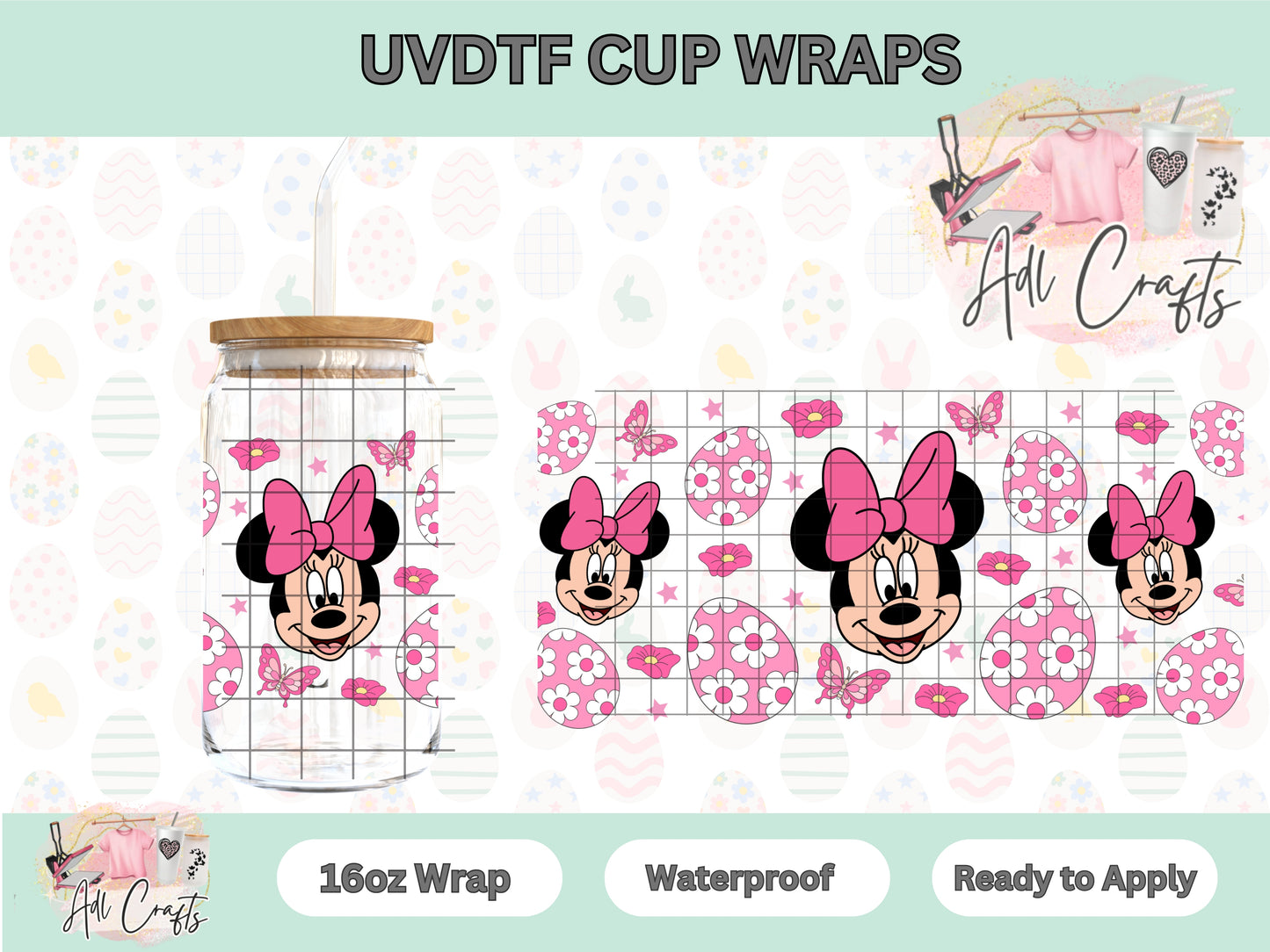 Pink Mouse Bow Easter UVDTF Cup Wrap