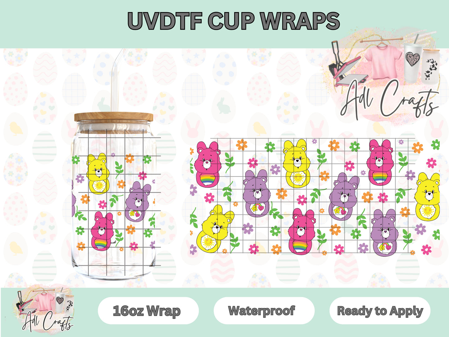 Bear Bunnies Easter UVDTF Cup Wrap