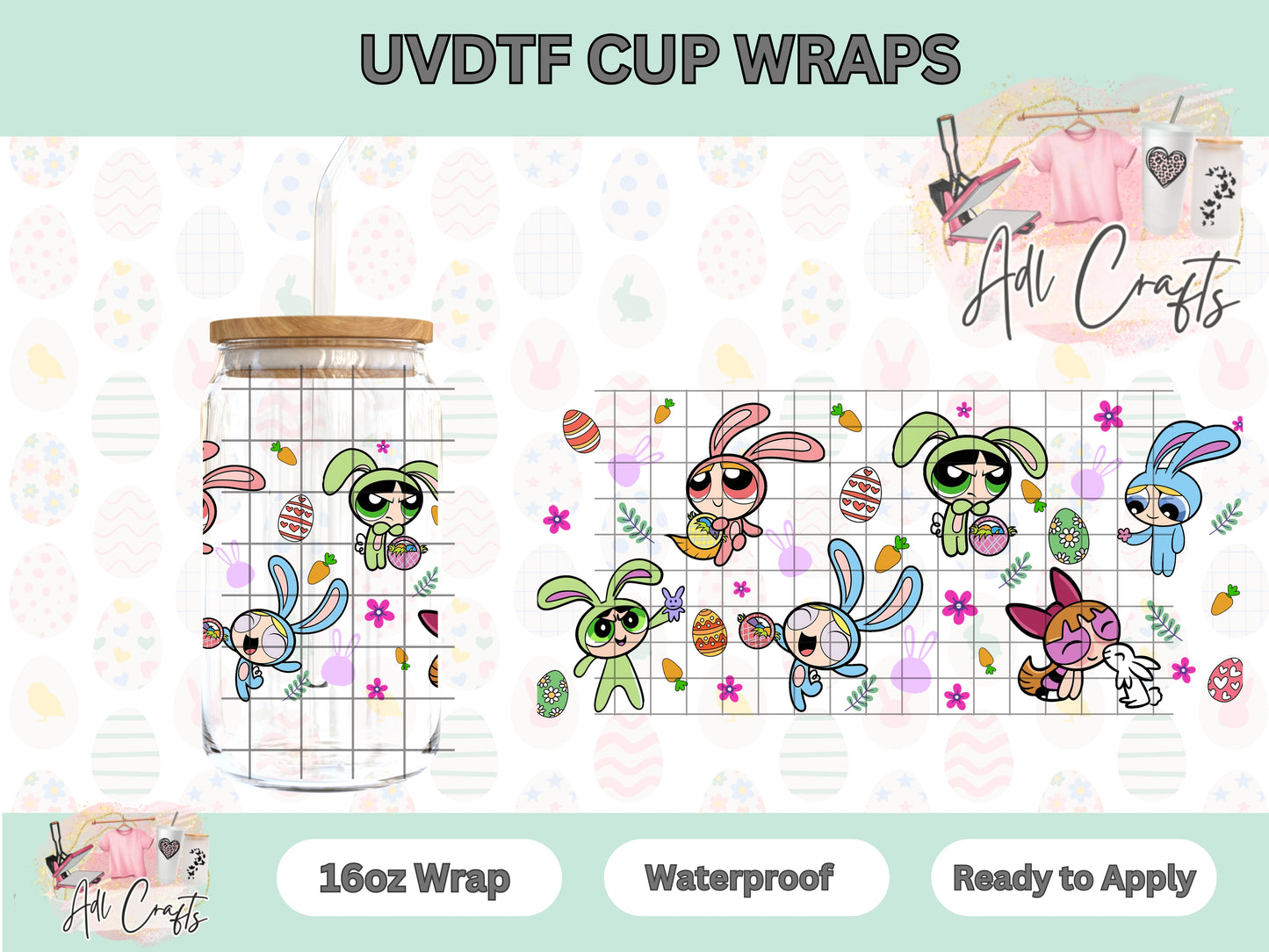 Puff Girls Bunnies Easter UVDTF Cup Wrap