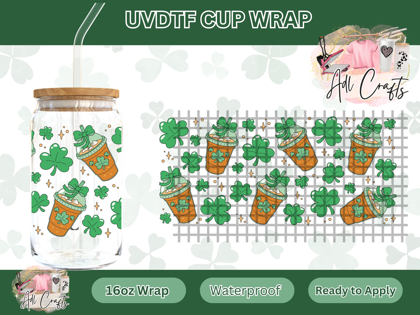 Coffee and clovers St. Patrick’s UVDTF WRAPS