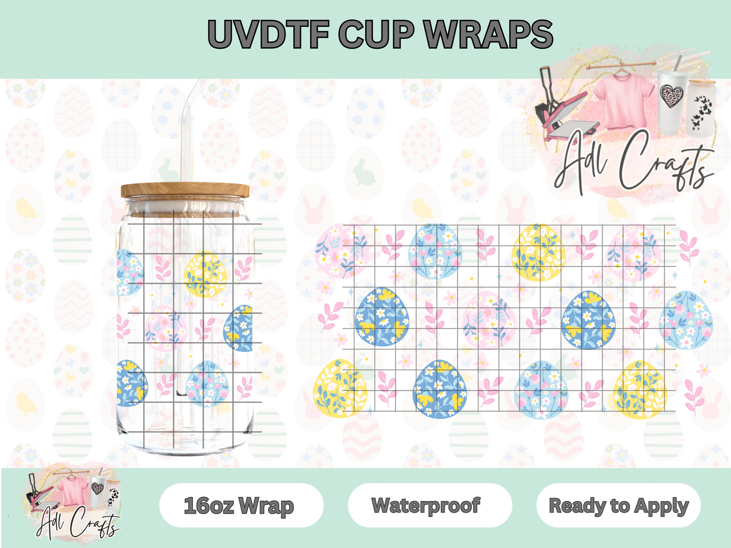 Cute Eggs Easter UVDTF Cup Wrap