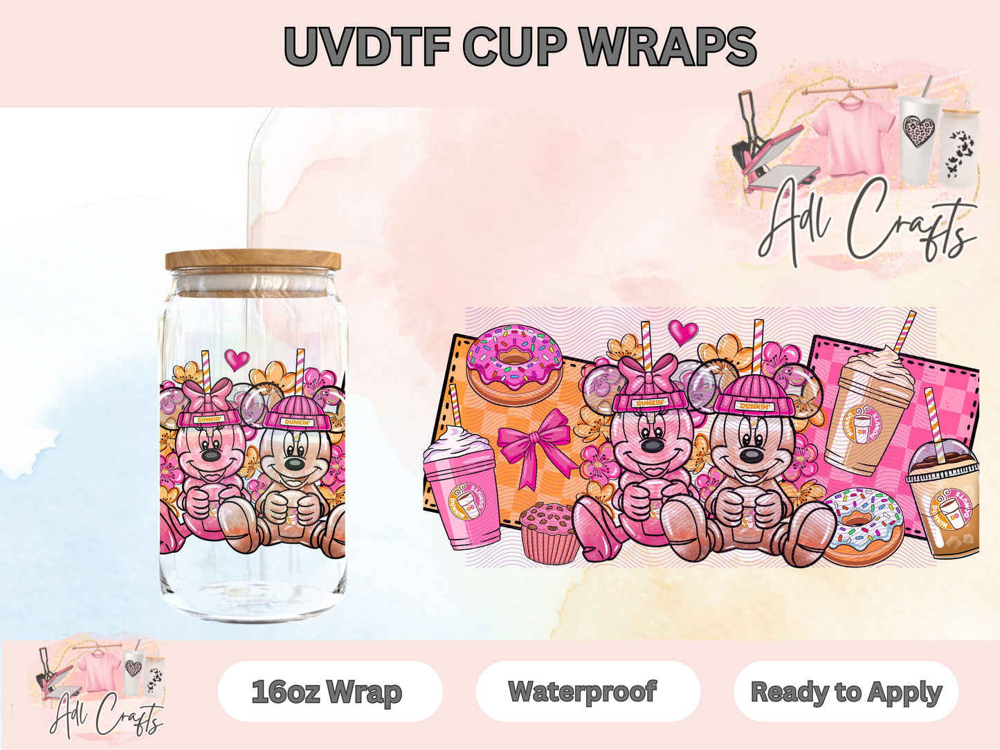 Mouse couple Caffeine drink Coffee UVDTF WRAPS