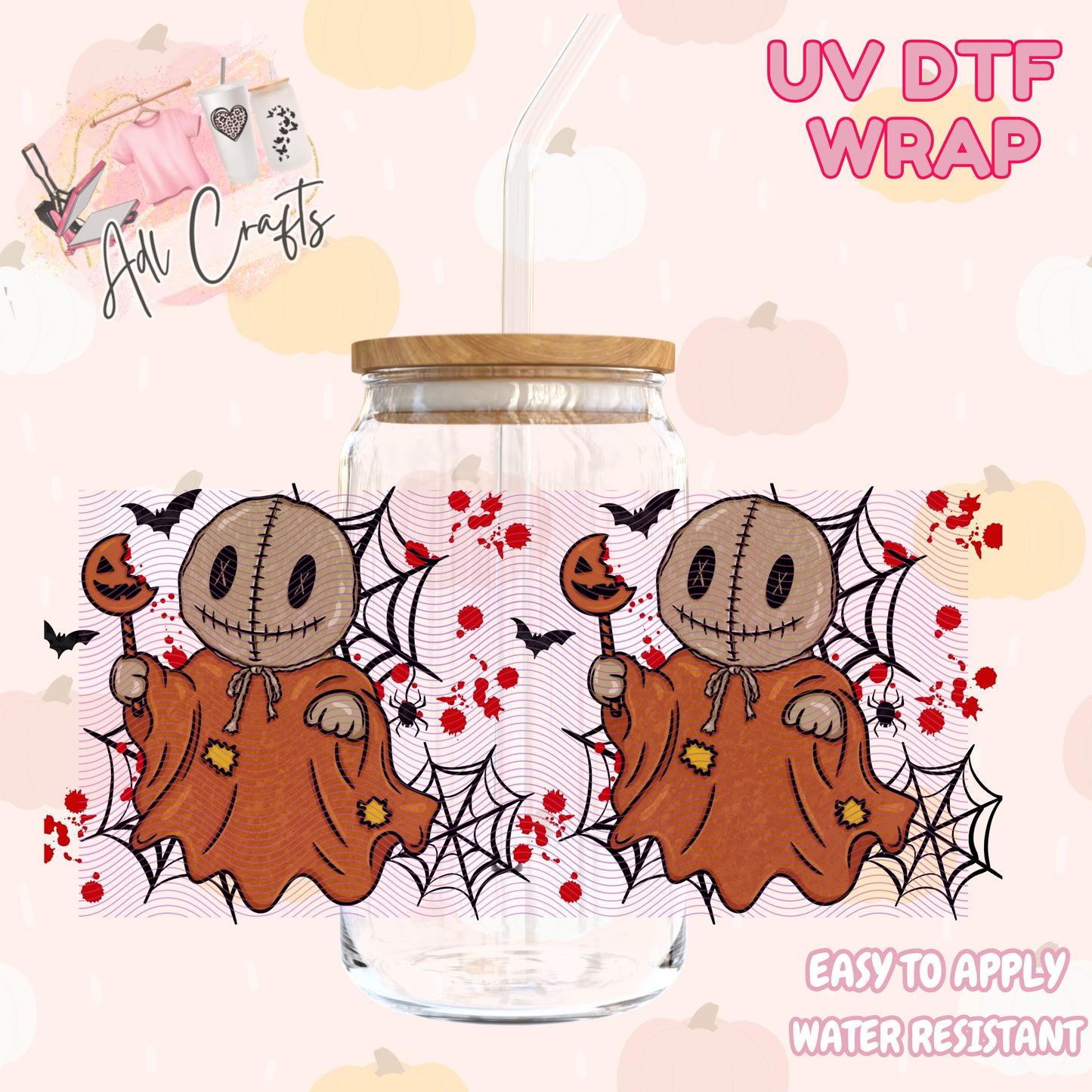 Cute little scarecrow ghost Halloween Cup wrap