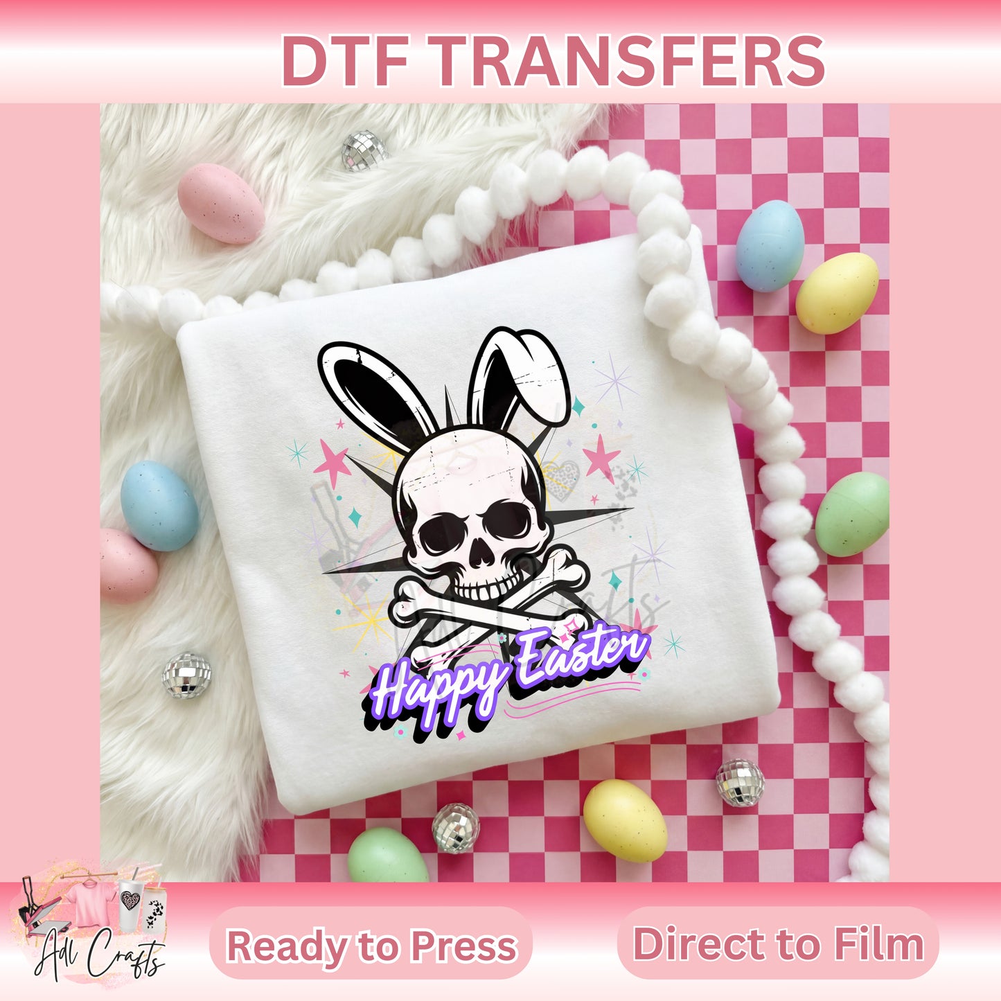 Skull bunny Easter DTF Transfer