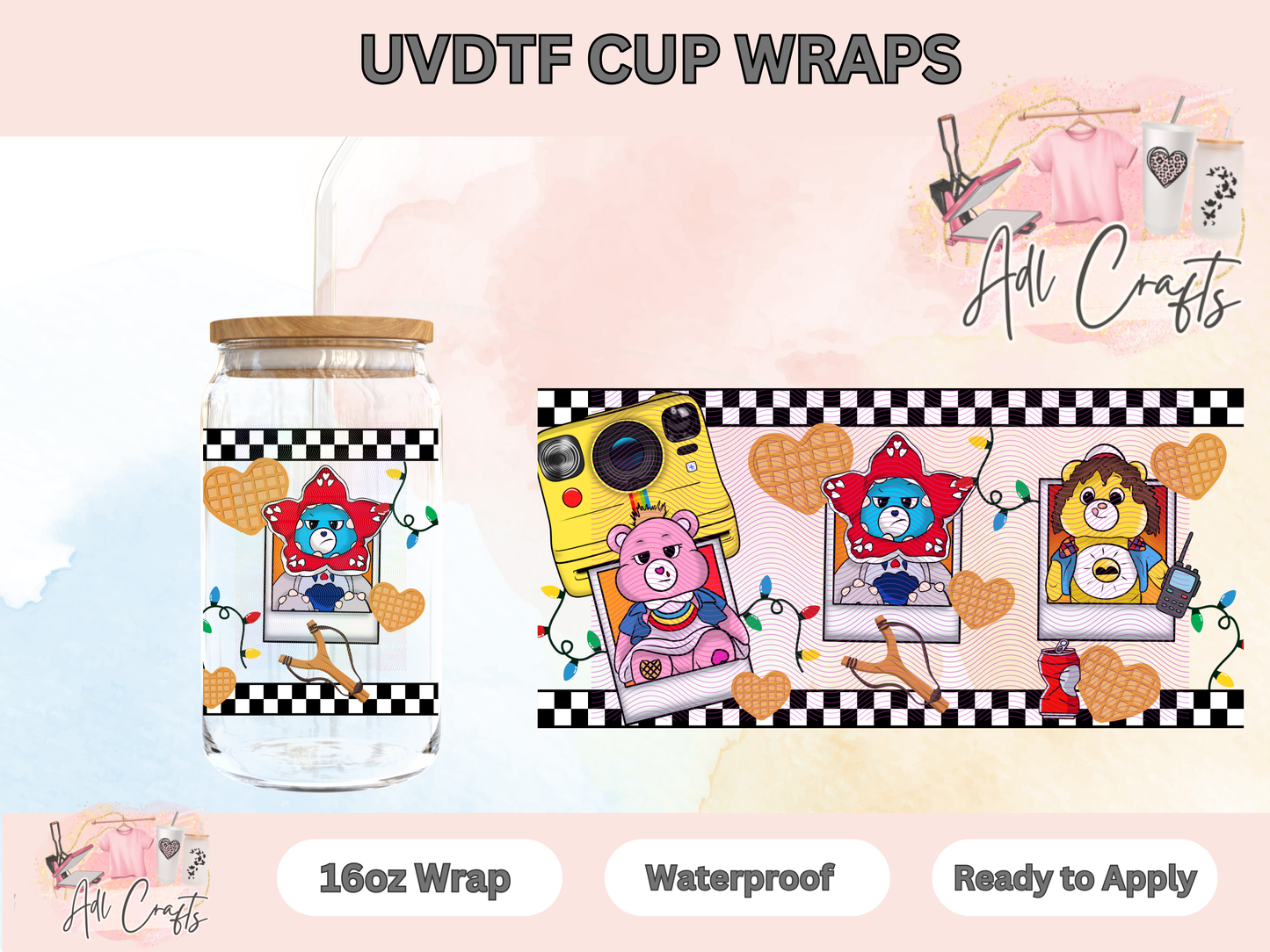 Polarid Care Bears Stranger Things UVDTF WRAPS
