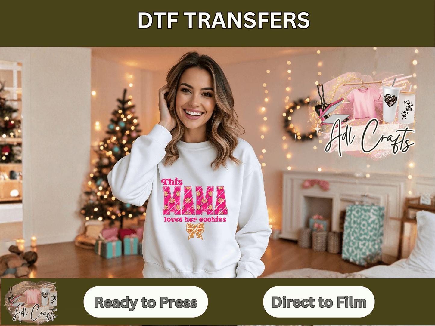 This MAMA loves her cookies Christmas DTF Transfer