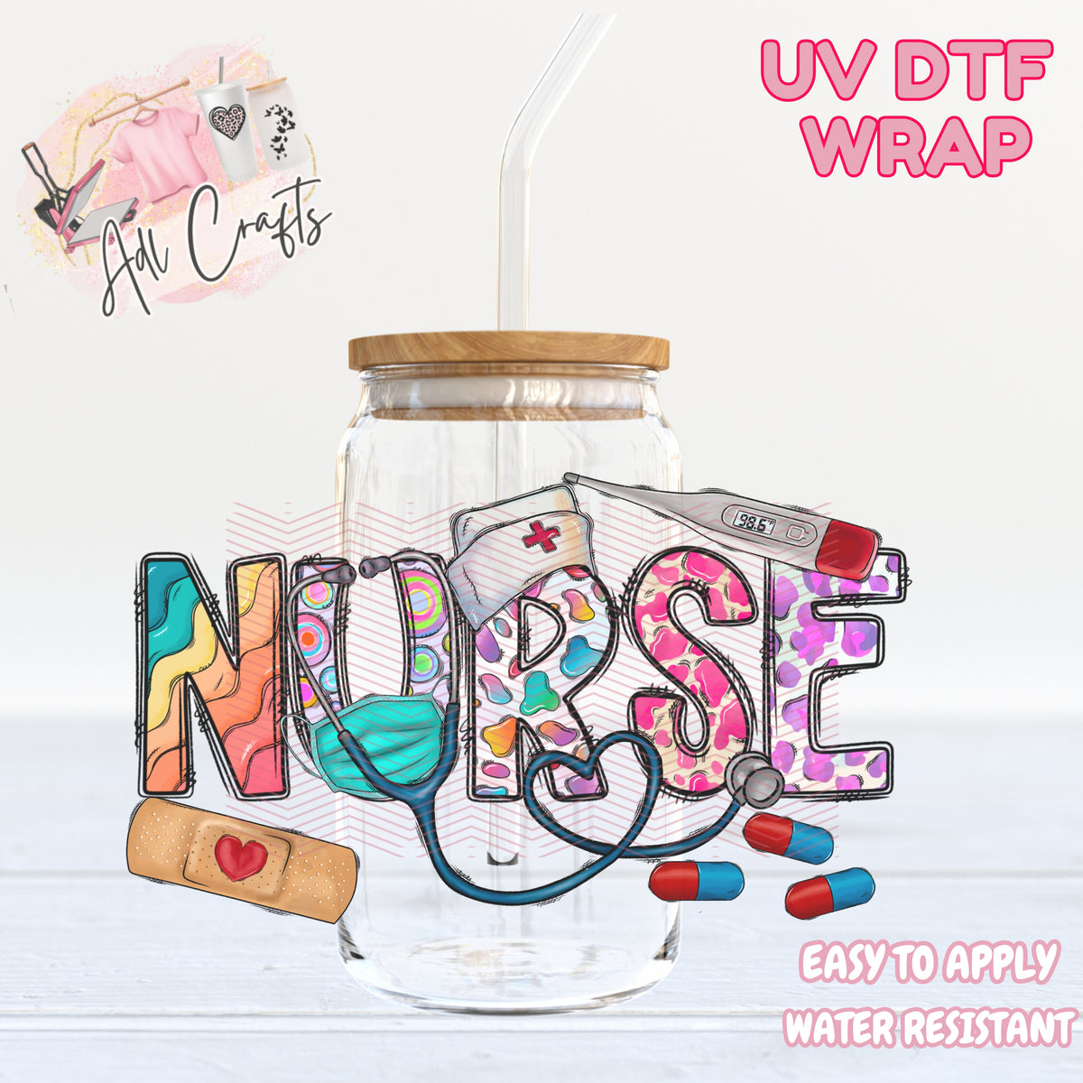 patterns nurse girly UVDTF WRAPS Medical