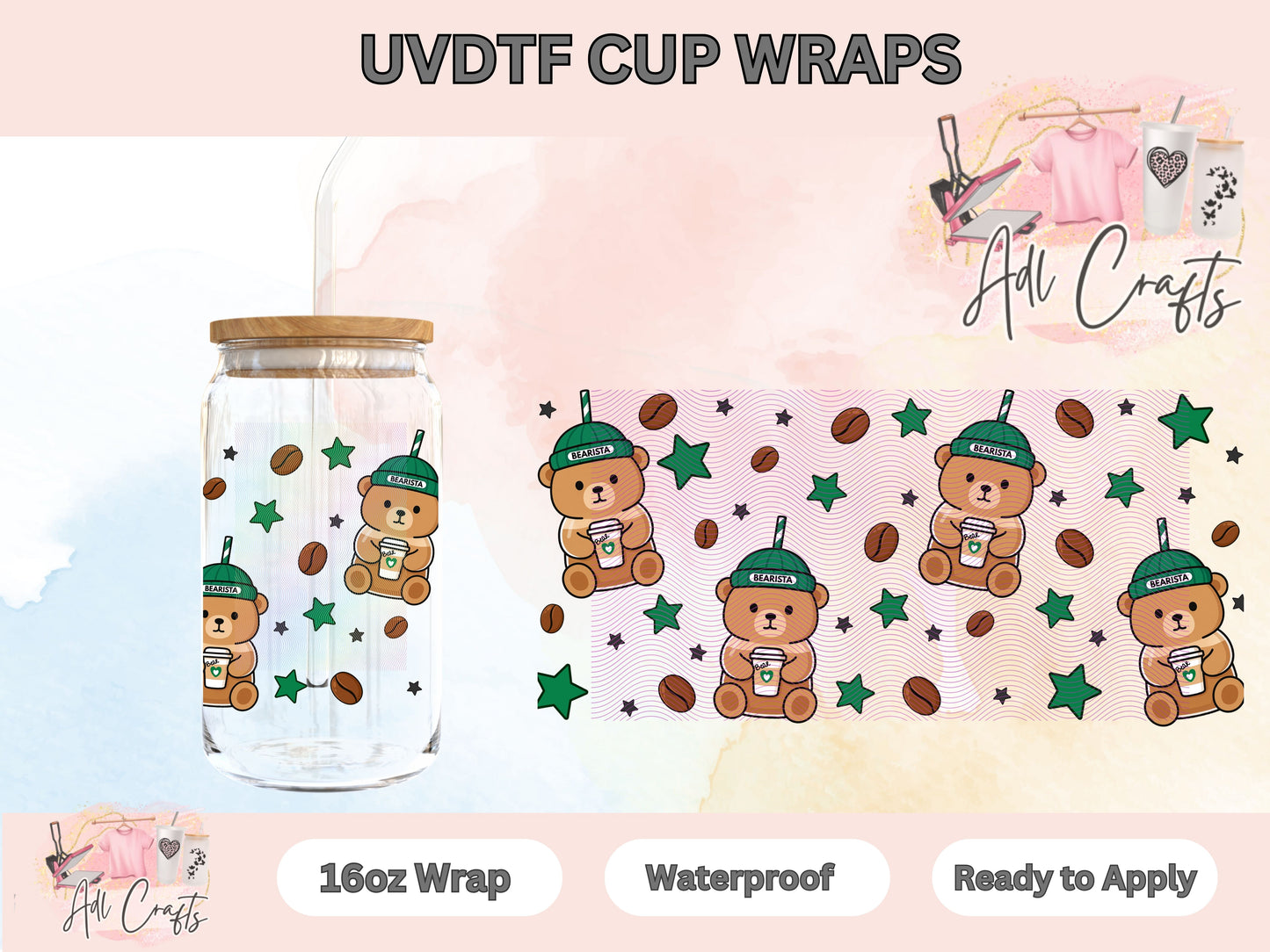 Coffee bear Drinks UVDTF WRAPS
