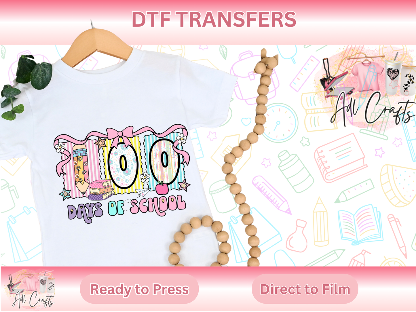 Cute coquette 100 Days DTF Transfer