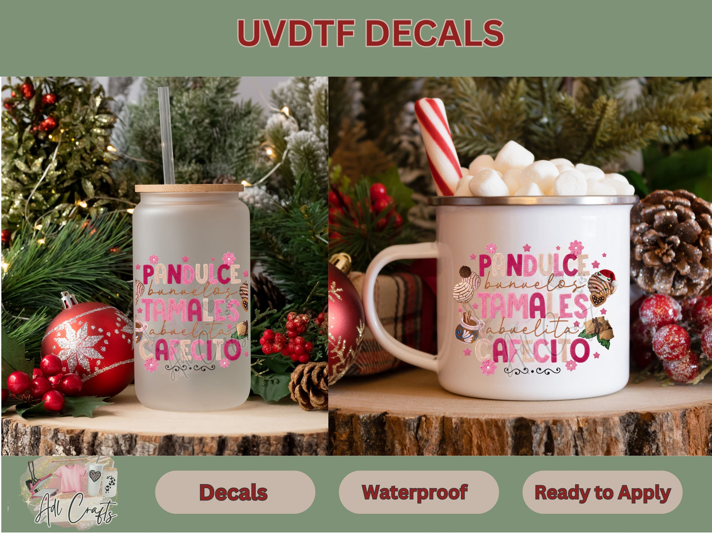 Pan dulce Yarn Uv Dtf Decal Christmas