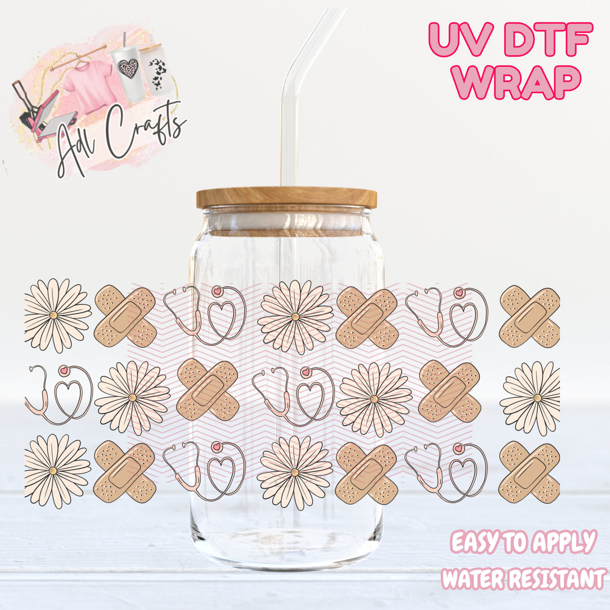 ban aid n flowers UVDTF WRAPS Medic