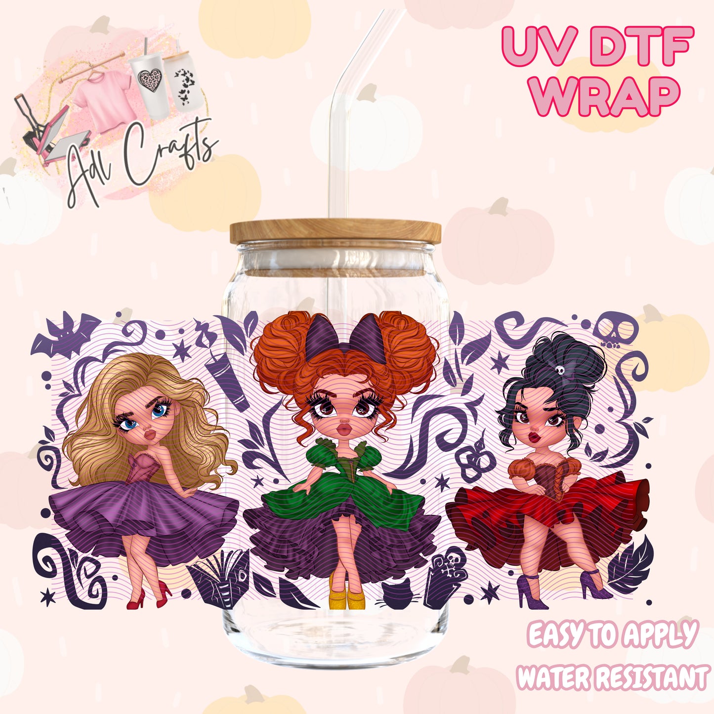 Evil mom and step sisters in dress Halloween Cup wrap