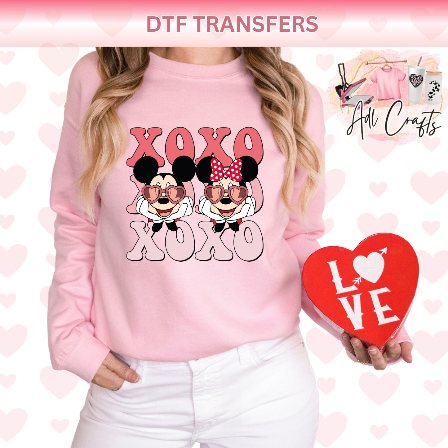 XOXO mouses valentines DTF Transfer