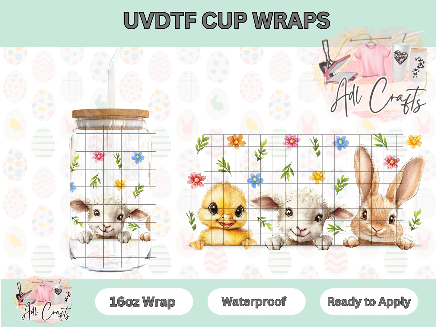 Farm Animals Easter UVDTF Cup Wrap
