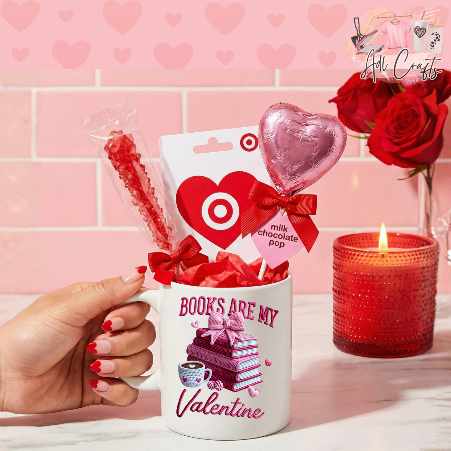 Books are my valentines Uv Dtf Decal