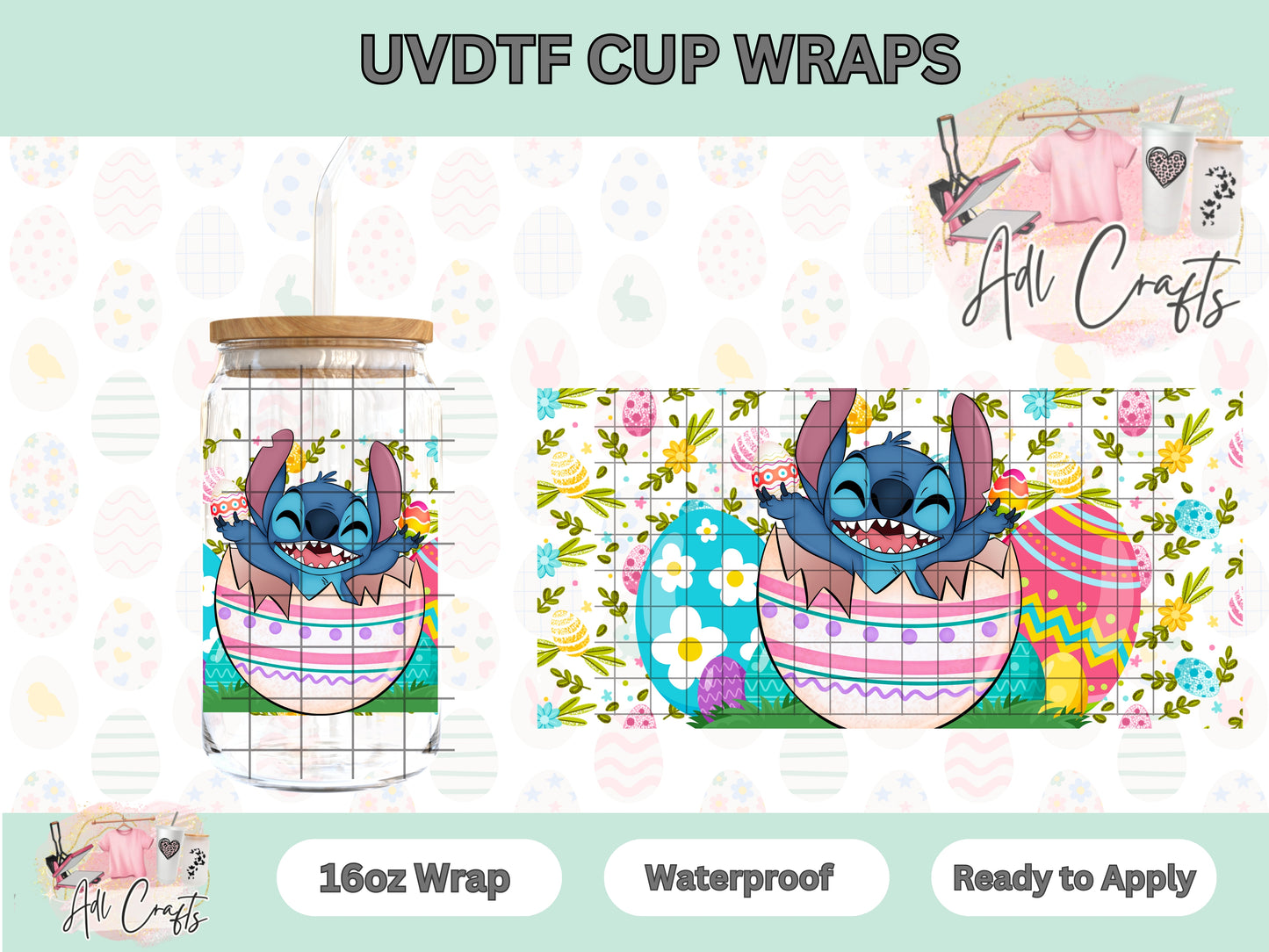 Blue Alien Egg Easter UVDTF Cup Wrap