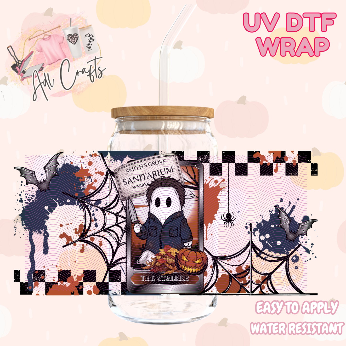 Cute spooky killer ghost Halloween Cup wrap