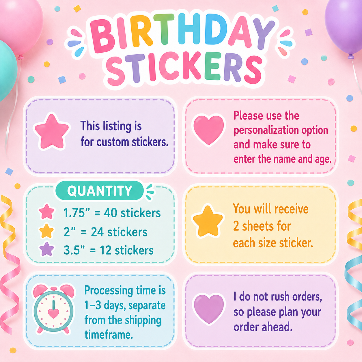 First Birthday Cantico Pink Stickers