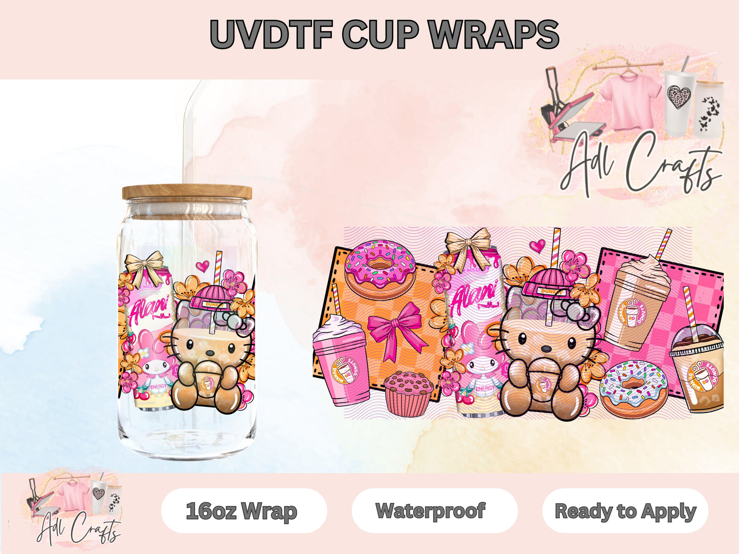 Kitty Caffeine drink Coffee UVDTF WRAPS