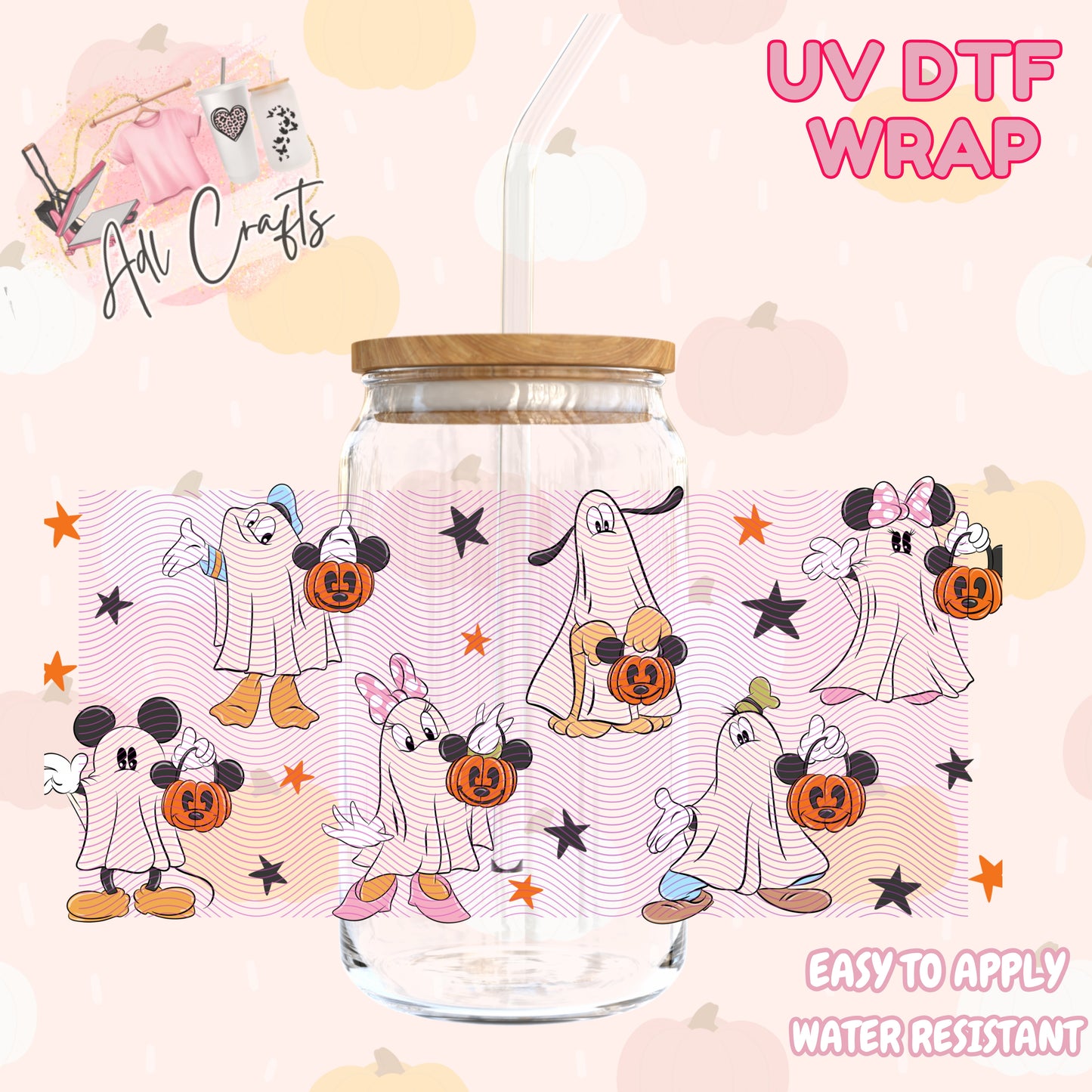 White mouse ghost Halloween Cup wrap