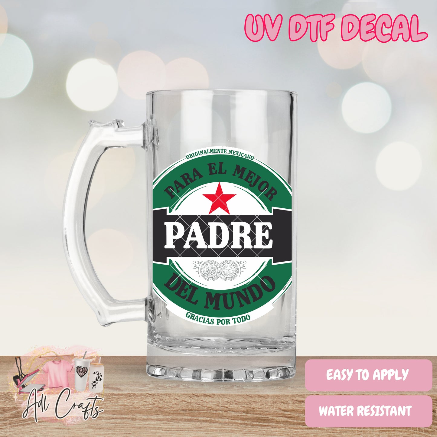 El mejor padre Heineke Father's Day Uv Dtf Decal