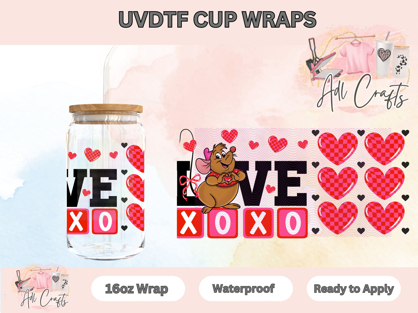 Xoxo Love Cute Rat Valentines Day UVDTF WRAPS